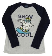 Šedo-tmavomodrá chlupatá mikina s Yettim Primark