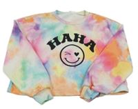 Barevná crop mikina se smajlíkem Shein