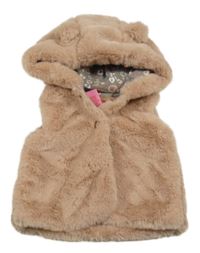 Světlerůžová kožešinová podšitá vesta s kapucí 