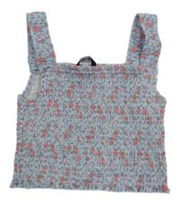 Světlemodrý květinový žabičkový crop top George