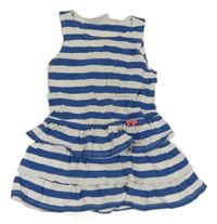 Modro-bílé pruhované bavlněné šaty Alive