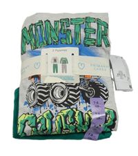 Nové - 2x pyžamo šedo-zelené s autem Primark