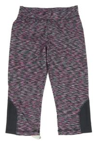 Černo-modro-růžové melírované sportovní capri legíny Yigga