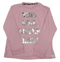 Světlerůžové pyžamové triko se stříbrným nápisem Harry Bear