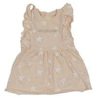 Růžové šaty s hvězdami a volánky 