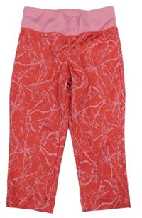 Červeno-růžové capri sportovní funkční legíny Crane