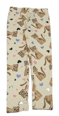 Smetanové legíny leopardy a srdíčky Little Kids