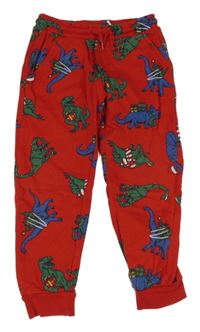 Červené tepláky s dinosaury little kids
