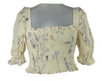 Dámská smetanová žabičková květovaná crop halenka H&M