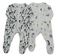 2x - Bílý overal s tučňáky F&F