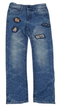 Modré skinny rifle s nášivkami Topolino