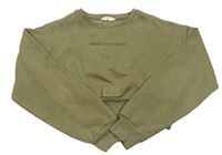 Khaki crop mikina s nápisem Candy