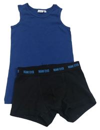 2set  - černé boxerky + tmavomodrý nátělník