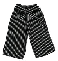 Černo-bílé pruhované culottes kalhoty s páskem Primark