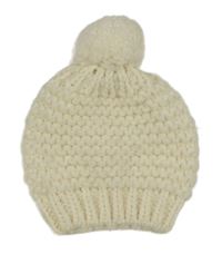 Smetanová čepice s bambulí 