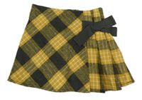 Žluto-tmavošedo-bílá károvaná vlněná sukně Matalan