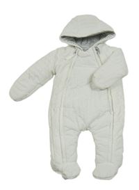 Bílá šusťáková prošívaná lehká zateplená kombinéza s kapucí Mamas&Papas