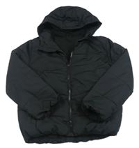 Černá šusťáková zimní bunda s kapucí 