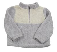 Levandulovo-smetanová huňatá mikina Tu