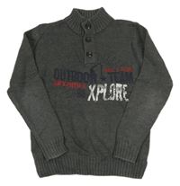 Tmavošedý svetr s nápisem Pepperts