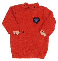 Kostým - Červené chlupaté šaty se srdíčkem