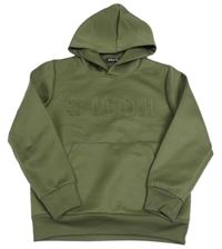 Khaki mikina s 3D nápisem a kapsou a kapucí Boom Kids