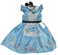 Kostým - Světlemodré saténové šaty + čelenka - Popelka Disney