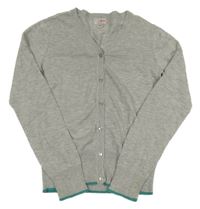 Šedý propínací svetr se zeleným lemem Alive