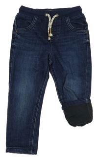 Tmavomodré podšité rifle s úpletový pasem George