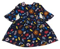 Tmavomodro-barevné květované šaty Dunnes