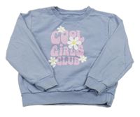 Lila mikina s nápisem a kytičkami