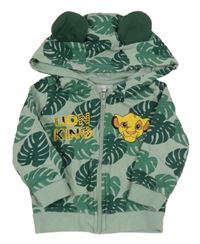 Světlezelená propínací mikina s listy a kapucí - Lví král Disney
