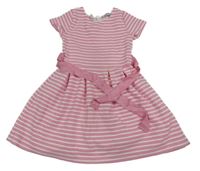 Růžovo-bílé pruhované šaty 