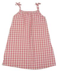 Růžovo-bílé kostkované krepové šaty Nutmeg