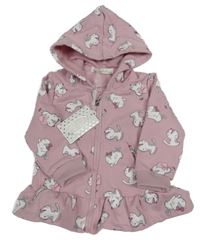 Nové - Světlerůžová propínací mikina s kočkami a kapucí 