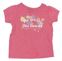Růžové tričko s kytičkami Primark
