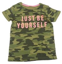 Khaki army tričko s nápisem Primark