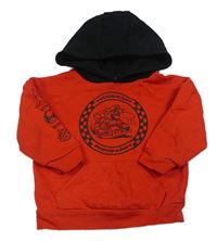 Červeno-černá oversize mikina s Máriem a kapucí