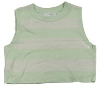 Světlezeleno-bílý pruhovaný svetrový crop top Zara