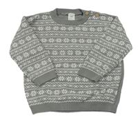 Šedo-bílý vzorovaný svetr H&M