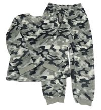 Šedé army chlupaté pyžamo