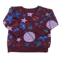 Vínová hvězdičkovaná mikina s planetami Primark 