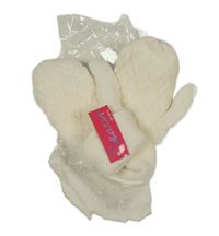 Nové - Smetanové vzorované pletené palcové rukavice 