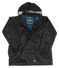 Černá šusťáková jarní bunda s puntíky a kapucí Rainbird 