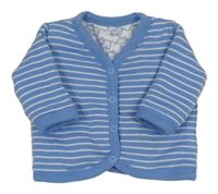 Modro-bílý pruhovaný zateplený oboustranný kabátek 