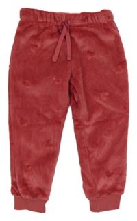 Růžové chlupaté domácí kalhoty se srdíčky Lupilu