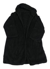 Černý chlupatý župan s kapucí Shein