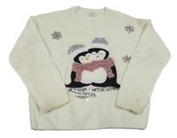 Smetanový svetr s tučňáky F&F