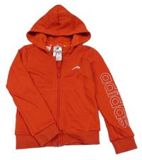 Červená propínací mikina s logem a kapucí Adidas