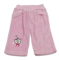 Růžové sametové tepláky s tučňákem Ergee